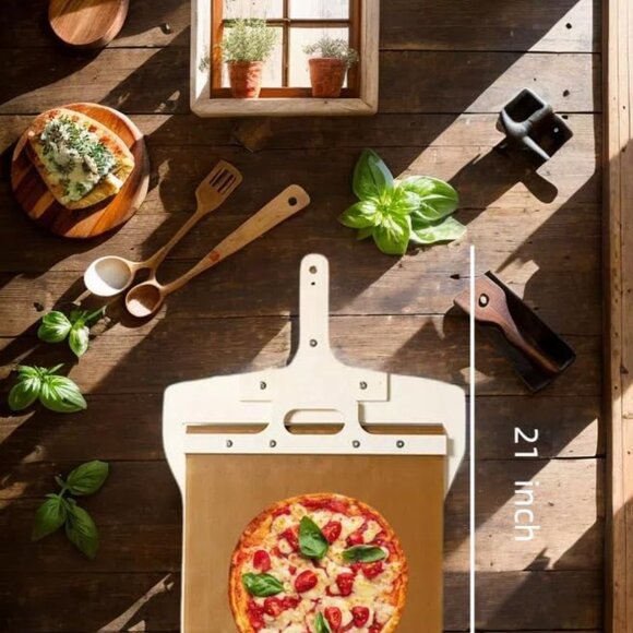 Sliding Pizza Peel Spatula Paddle Wooden Non-stick Shovel with Handle(1 Set) - Picture 3 of 10